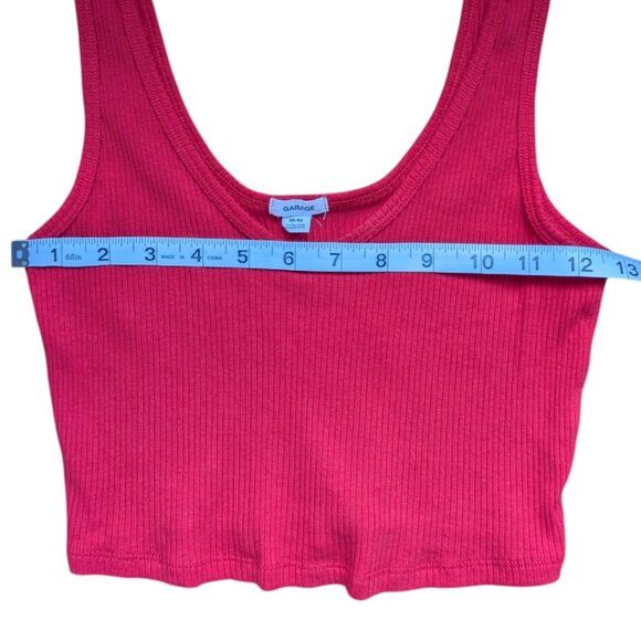 Garage Red V-neck Ribbed Cropped Tank Top Women Size Medium - Picture 8 of 10